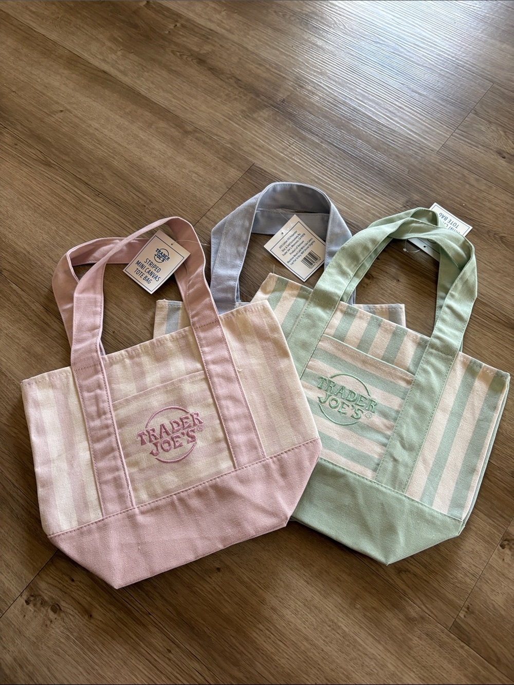 Lot of (3) Trader Joe’s mini canvas totes